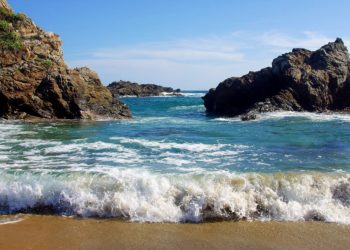 Plage de San Agustinillo, Oaxaca, Mexique, Côte Pacifiaue, Mer